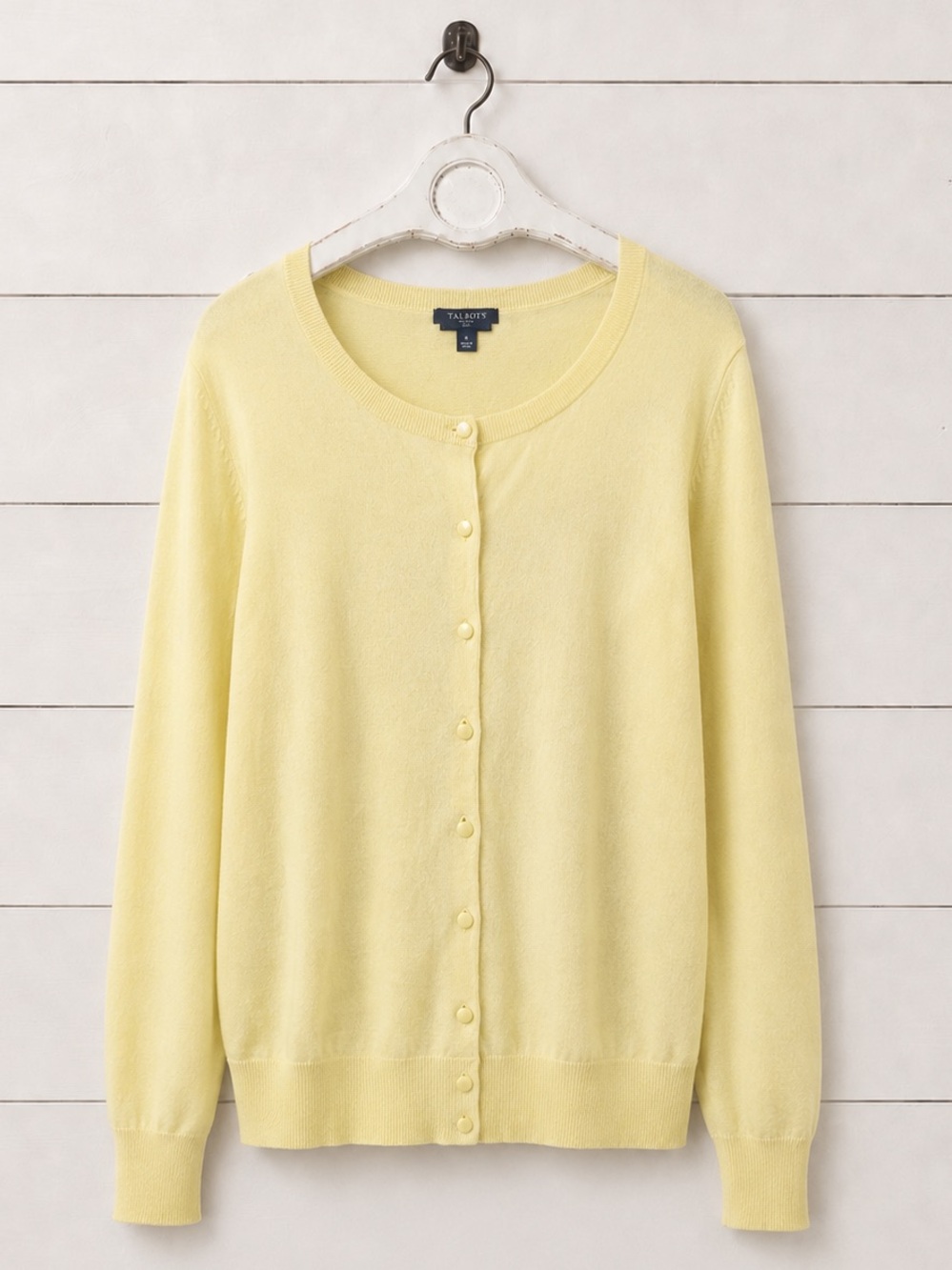 Talbots Pale Yellow Button-Front Cotton Cardigan